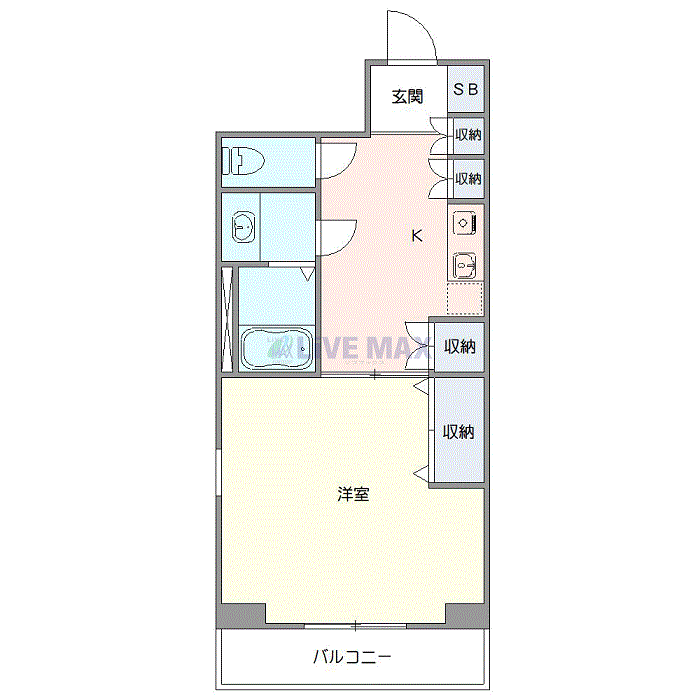 グッドステイ恵比寿一丁目△『禁煙ルーム・1DK・43平米・1名入居限定・独立洗面』【ベーシック】の間取り図