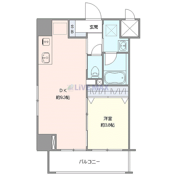マンスリーリブマックス池袋椎名町駅前□『禁煙ルーム・1DK・34平米・駅2分』【追い焚き機能・浴室乾燥付】≪エクセレントシリーズ≫の間取り図