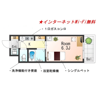 OneLife神戸ランド前SL【Wi-Fi無制限・設備充実】の間取り図
