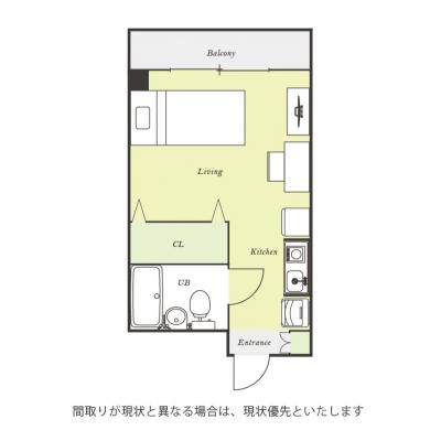 ユニオンマンスリー高幡不動２　105　1R・シングル☆【禁煙ルーム】便利な宅配ボックス付き！安心のモニター付きインターフォン完備/デスク・チェア＆たっぷり収納2ドア冷蔵庫など生活家電のあるお部屋の間取り図
