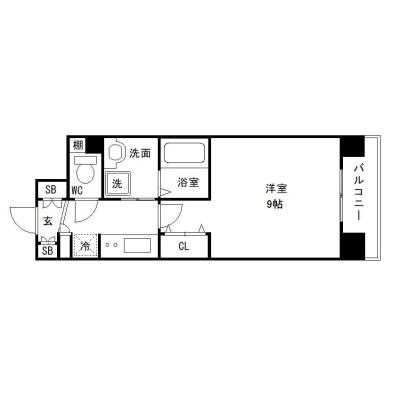 OneLife京都御所西【▼バストイレ別、浴室乾燥機付き】の間取り図