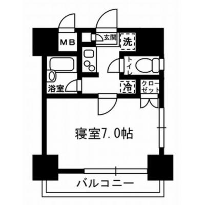 ★最短8月5日より入居可能★　室内動画有り・G-style.BBwf東京　月島駅前3A（禁煙）【嬉しいインターネット料金込み♪食器類や調理器具等の生活備品も日額料金に含んでいます♪】の間取り図