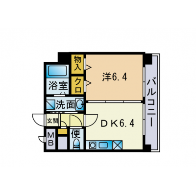 ♪30㎡超1DK♪アムソピーラ祇園の間取り図