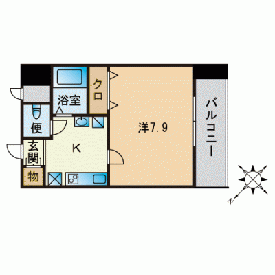 ♪呉服町駅徒歩4分、千代県庁口駅・中洲川端駅へ徒歩8分の好立地♪　クレール呉服町の間取り図