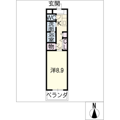アルDEスリー茶屋ヶ坂　102の間取り図