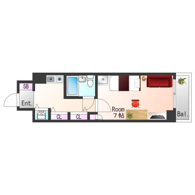 OneLife神戸ライオネSL【3点ユニットバスタイプ】の間取り図