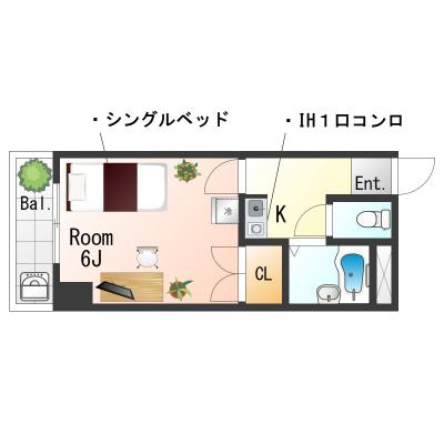 OneLife新長田EastGateⅠSL【バス・トイレセパレート】の間取り図