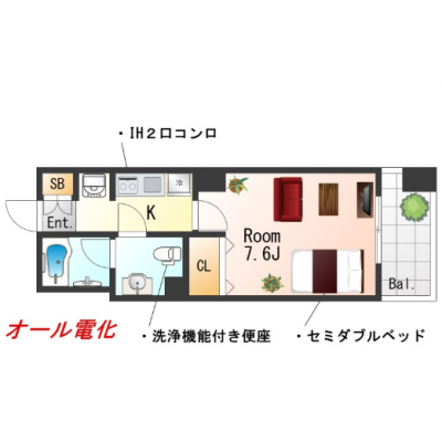 OneLife神戸フロントSL【バストイレ別・独立洗面台】の間取り図