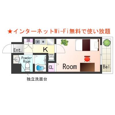 OneLife名谷スカイSL【Wi-Fi無制限・オートロック】の間取り図