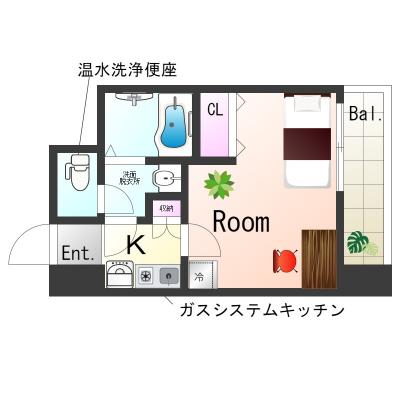 OneLifeスクエア神戸県庁前SL【オートロック・温水洗浄便座付き！】の間取り図
