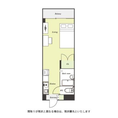 ユニオンマンスリー玉川学園前１　106　1R・セミダブル☆【禁煙ルーム】バス・トイレ別/安心のモニター付きインターフォン完備！デスク＆チェア付きでテレワークにも便利■選べるWi-Fi格安レンタル中！の間取り図