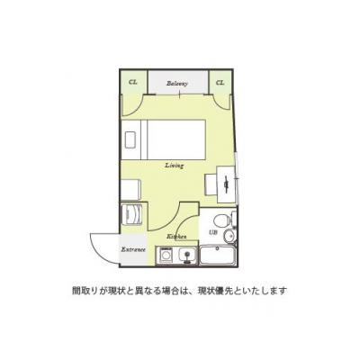 ユニオンマンスリー東伏見１　402　1K・シングル☆【禁煙ルーム】人気の角部屋♪デスク・チェア＆たっぷり収納2ドア冷蔵庫など生活家電のあるお部屋/早稲田大学東伏見キャンパスへ徒歩通学の間取り図