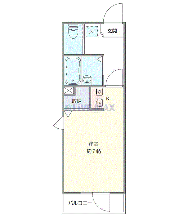マンスリーリブマックス汐留ステーションWESTフラッツ◆△『禁煙ルーム・20平米・1K』【1名入居限定】≪スタンダードシリーズ≫の間取り図