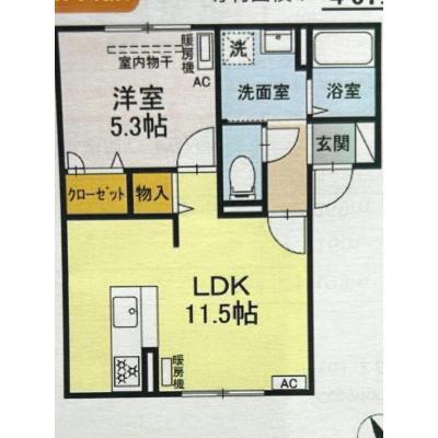 築浅40㎡♪【駐車場あり】冷暖房・無料Wi-Fi付！スマートステイ千歳L棟／複数室案内可✨の間取り図