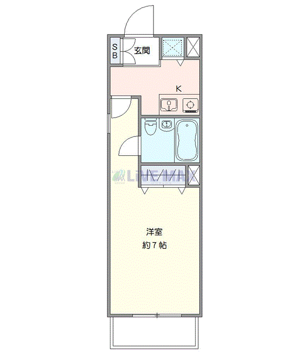マンスリーリブマックス鎌倉駅前EASTラヴァージュ△『禁煙ルーム・24平米・駅2分』【1名入居限定・角部屋】≪スマートシリーズ≫の間取り図