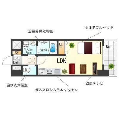OneLife西宮北口SOUTH＜TYPE1＞ SL【浴室乾燥機・独立洗面台・オートロック】の間取り図