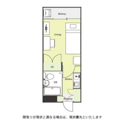 ユニオンマンスリー清瀬１　103　1K・シングル☆【禁煙ルーム】安心のモニター付きインターフォン完備/デスク・チェア＆たっぷり収納2ドア冷蔵庫など生活家電のあるお部屋の間取り図