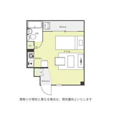 ユニオンマンスリー聖蹟桜ヶ丘４　202　1R・シングル☆【禁煙ルーム】来客時にも安心のモニター付きインターフォン完備♪ローテーブル・ソファのあるお部屋/京王線特急停車駅の間取り図