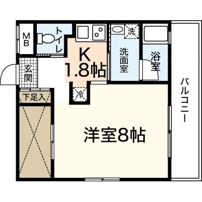 エールマンスリー広島駅　弐番館(10-2)　【★無料WI-FI標準装備（無制限）★、角部屋、乾燥機能付洗濯機、32型TV、広島駅徒歩圏内】の間取り図