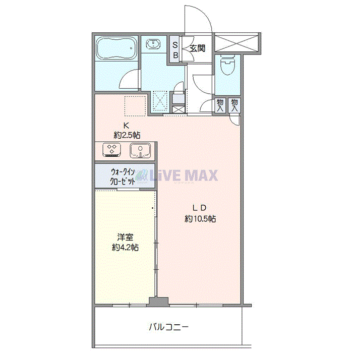 マンスリーリブマックス上石神井・千川通りSIDEアイル◆☆『禁煙ルーム・1LDK・40平米』【追い焚き機能・独立洗面・浴室乾燥付】≪プレミアムシリーズ≫の間取り図