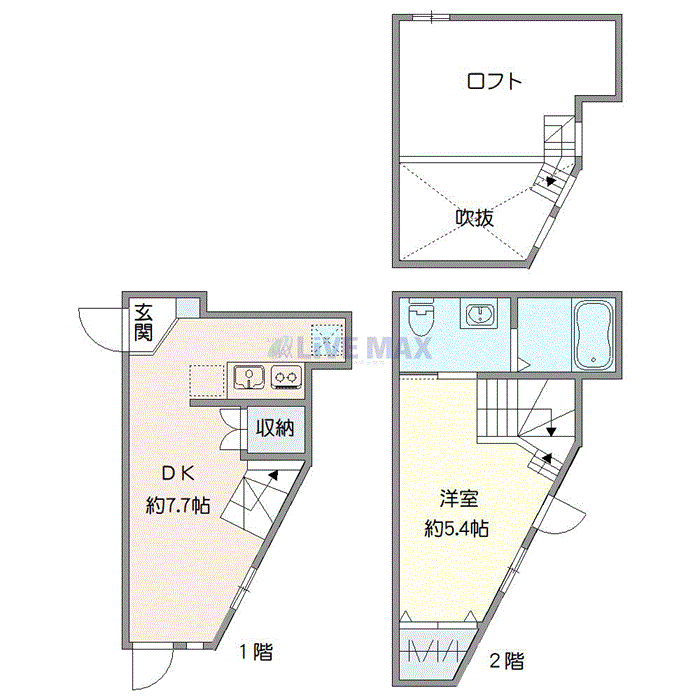 マンスリーリブマックス京成船橋ステーションSOUTH☆『禁煙ルーム・1DK・27平米』【追い焚き機能・独立洗面・浴室乾燥機能付】≪エクセレントシリーズ≫の間取り図