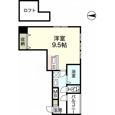 エールマンスリー幟町　参番館　(5-3)　【★無料WI-FI標準装備（無制限）★、広島電鉄銀山町駅、八丁堀駅、32型TV、ロフト付き、角部屋】の間取り図