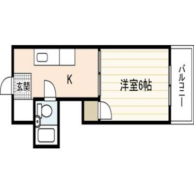 エールマンスリー広島駅北　五番館（3-3）【★無料WI-FI標準装備（無制限）★、３２型TV、ゴミ毎日回収、JR広島駅徒歩圏内】の間取り図