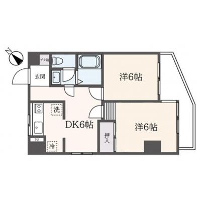 東都マンスリー　ソレイユ海老名　２DKの間取り図