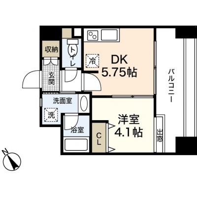 エールマンスリー西広島駅(4-3)　【★無料WI-FI標準装備（無制限）★、乾燥機付洗濯機、３２型TV、セミダブル、システムキッチン、バストイレ別】の間取り図