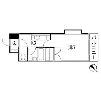 エールマンスリー西原　弐番館（6-1)　【★無料WI-FI標準装備（無制限）★、角部屋、祇園新橋北駅すぐ、駐車場要相談、乾燥機能付洗濯機、バストイレ別】の間取り図