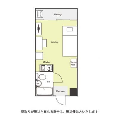 ユニオンマンスリー横浜・白楽５　309　1R・シングル☆◆インターネット固定回線（有線）無料の部屋◆【禁煙ルーム】安心の宅配ボックス＆モニター付きインターフォン完備！デスク・チェアのあるお部屋の間取り図