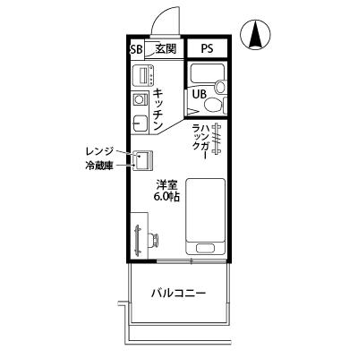 レントライフマンスリー横浜桜木町紅葉坂Ｄ【契約・事務手数料無料！】の間取り図