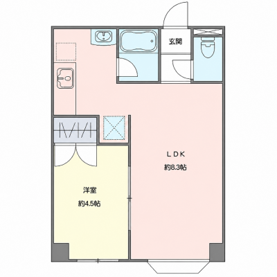 OneLife札幌南4条ノーヴェ【★バストイレ別・独立洗面台《1LDKの広々空間！》】の間取り図