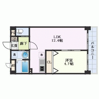 OneLife新水前寺駅ステラ【★1LDK・設備充実】の間取り図