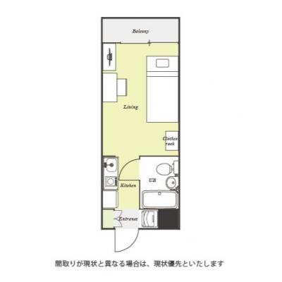 ユニオンマンスリー花月総持寺１　106　1R・シングル☆【禁煙ルーム】デスク・チェア＆たっぷり収納2ドア冷蔵庫など生活家電のあるお部屋/鶴見大学・鶴見大学短期大学部や鶴見大学歯学部附属病院まで徒歩の間取り図