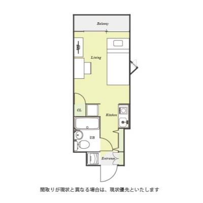 ユニオンマンスリーつきみ野１　301　1R・シングル☆【禁煙ルーム】人気の角部屋！デスク・チェア＆室内洗濯機やたっぷり収納2ドア冷蔵庫など生活家電のあるお部屋の間取り図