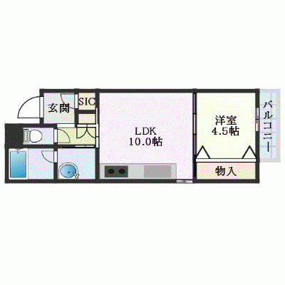 OneLife熊本駅南パラディーソ＜TYPE2＞【★1LDK・Wi-Fi対応・設備充実】の間取り図