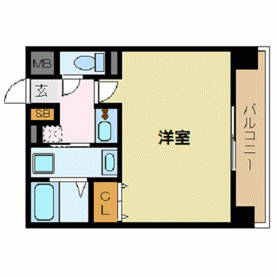 OneLife大阪中之島ガルバート【★ツインベッドタイプ・NET無料・独立洗面台】の間取り図