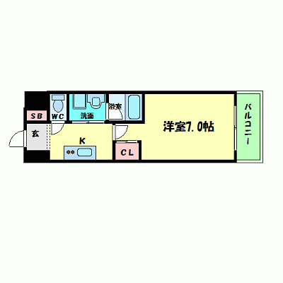 OneLife靭本町【★NET対応・独立洗面台】の間取り図