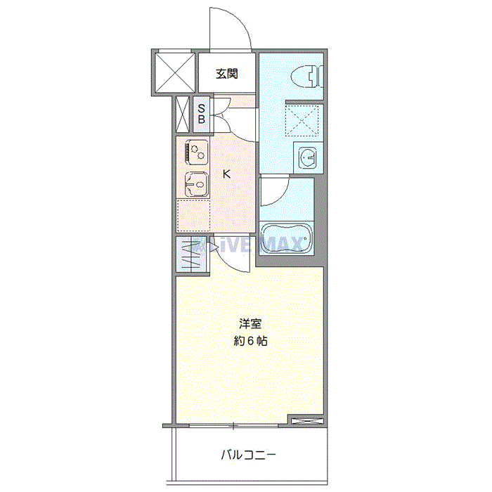 グッドステイ西武新宿線・井荻ステーションSOUTH☆『禁煙ルーム・1K・Wi-Fi無制限・独立洗面・浴室乾燥付』【デラックス】の間取り図