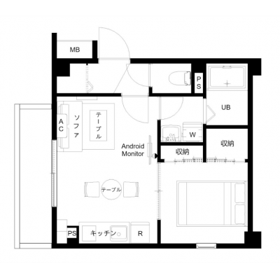 京橋駅から徒歩7分/家具・家電付き/ビジネス・観光の拠点に/at Kyobashi 301の間取り図