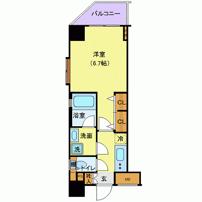 OneLife秋葉原神田EAST【★独立洗面・浴室乾燥付！】の間取り図
