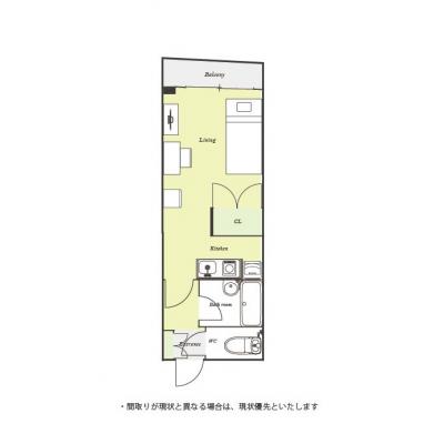ユニオンマンスリー本千葉２　403　1R・シングル☆【禁煙ルーム】安心のオートロック完備/温水洗浄便座＆バス・トイレ別＆デスク・チェア＆たっぷり収納2ドア冷蔵庫など生活家電のあるお部屋の間取り図