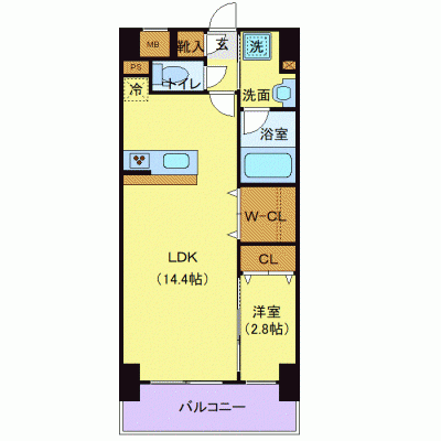 OneLife榴ヶ岡グランデ【★1LDK・浴室乾燥機・バストイレ別】の間取り図