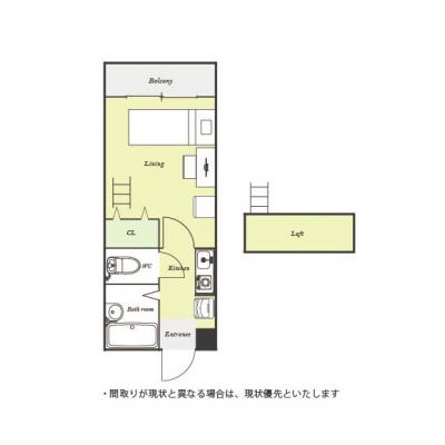 ユニオンマンスリー南柏３　302　1K・セミシングル☆【禁煙ルーム】人気のバストイレ別！安心のモニター付きインターフォン＆温水洗浄便座＆デスク・チェア＆たっぷり収納2ドア冷蔵庫など生活家電のあるお部屋の間取り図