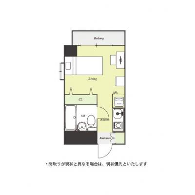 ユニオンマンスリー船橋８　301　1R・シングル☆【禁煙ルーム】人気の角部屋！デスク・チェア＆たっぷり収納2ドア冷蔵庫など生活家電のあるお部屋/駅近くには東武百貨店など複数あり買い物に便利の間取り図