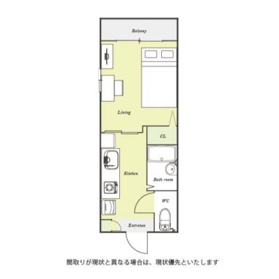 ユニオンマンスリー勝田台駅前２　201　1K・セミダブル☆◆インターネット固定回線（有線・Wi-Fi）無料の部屋◆【禁煙ルーム】セキュリティ面も安心のモニター付きインターホン完備＆角部屋物件の間取り図