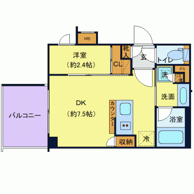 OneLife東新宿フォルム＜TYPE2＞【★独立洗面・温水洗浄便座・浴室乾燥付！】の間取り図