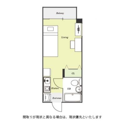 ユニオンマンスリー浦安８　102　1R・シングル☆【禁煙ルーム】デスク・チェア完備♪室内洗濯機や2ドア冷蔵庫など生活家電のあるお部屋/駅前から有名テーマパーク行きや明海大学前行きのバスありの間取り図
