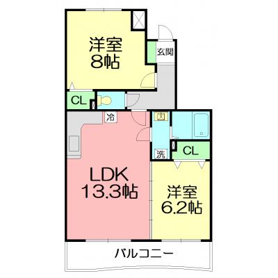 【L字型キッチン☆彡】ファンテージ の間取り図